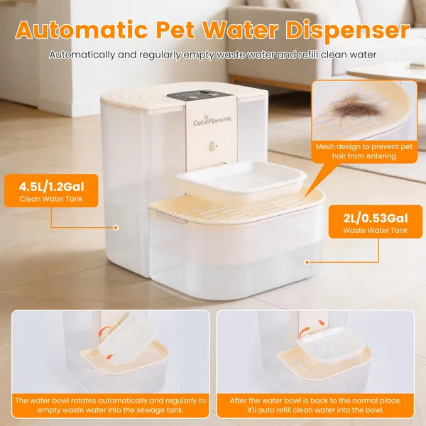 Smart Pet Water Fountain 4.5L – Cordless Automatic Water Dispenser for Cats & Dogs | Quiet & Self-Refilling