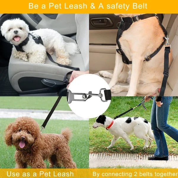 2-Pack Adjustable Pet Seat Belt Leash – Dog & Cat Safety Harness for Car Travel