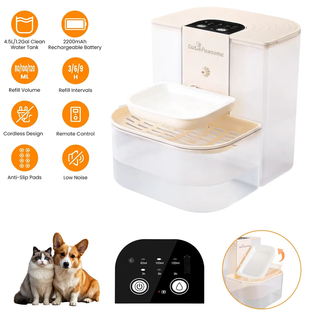 Smart Pet Water Fountain 4.5L – Cordless Automatic Water Dispenser for Cats & Dogs | Quiet & Self-Refilling