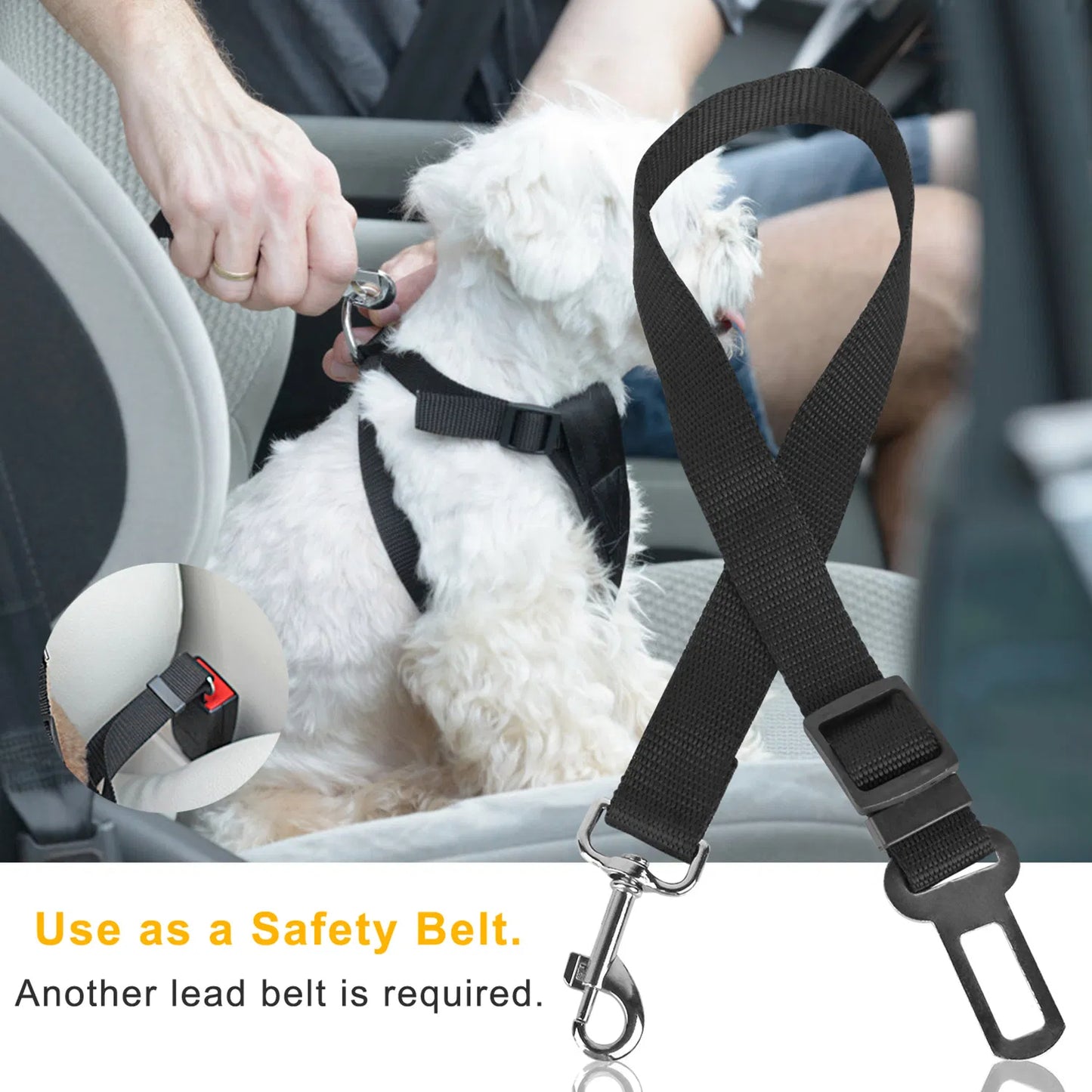2-Pack Adjustable Pet Seat Belt Leash – Dog & Cat Safety Harness for Car Travel