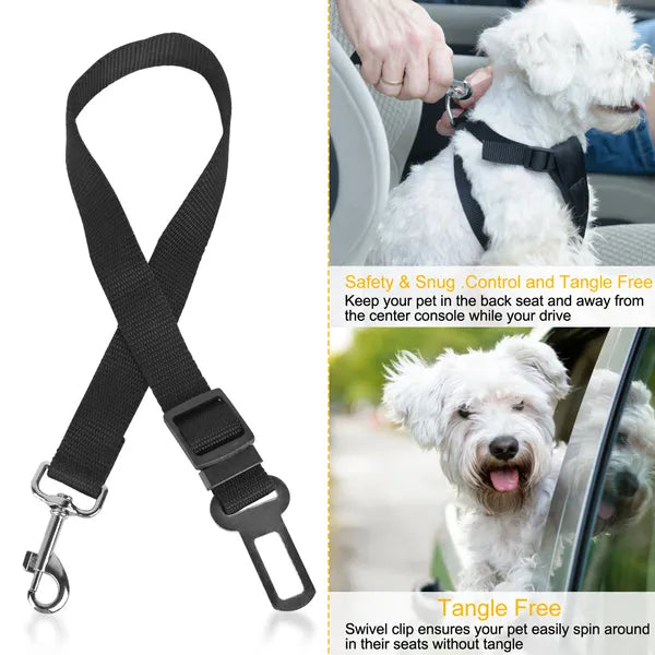 2-Pack Adjustable Pet Seat Belt Leash – Dog & Cat Safety Harness for Car Travel
