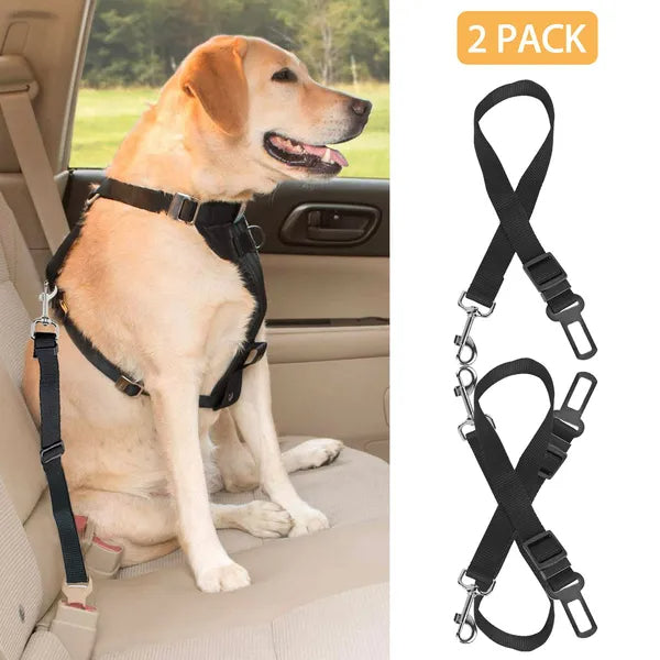 2-Pack Adjustable Pet Seat Belt Leash – Dog & Cat Safety Harness for Car Travel