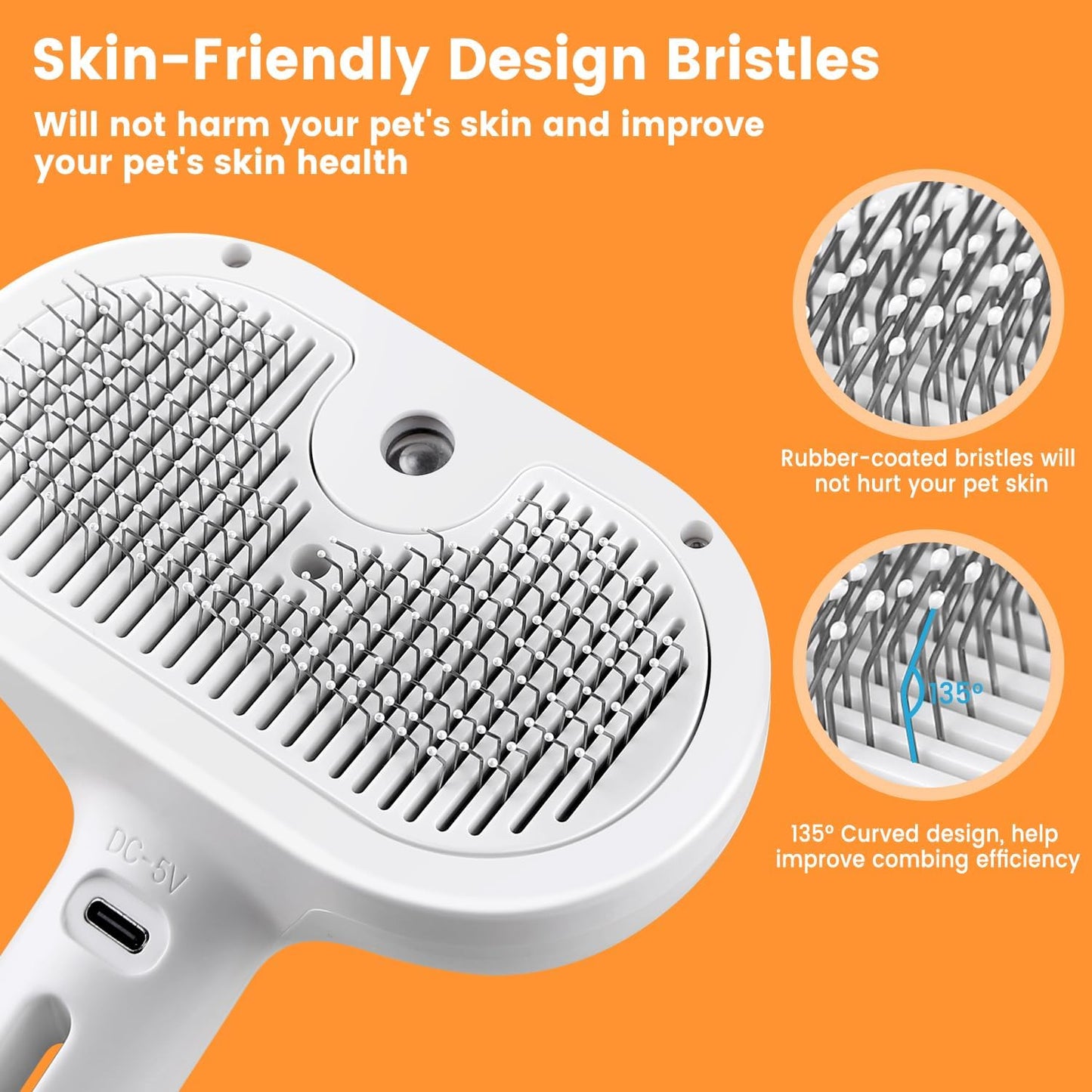 3-in-1 Pet Steam Brush – Hair Removal & Grooming Comb with Water Spray for Cats & Dogs