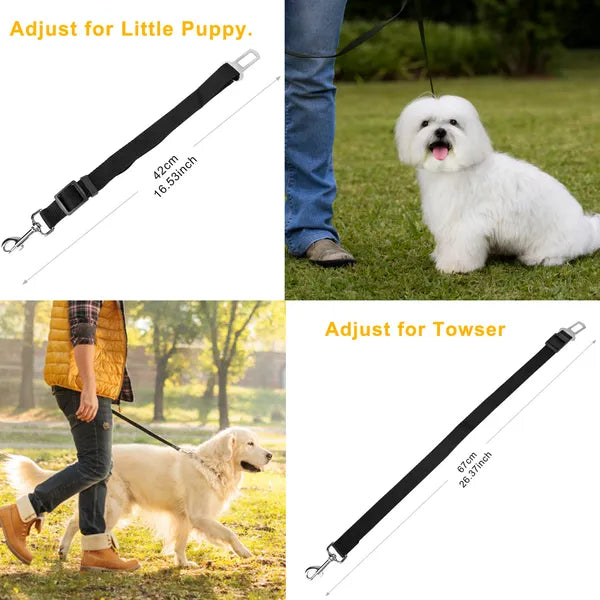 2-Pack Adjustable Pet Seat Belt Leash – Dog & Cat Safety Harness for Car Travel