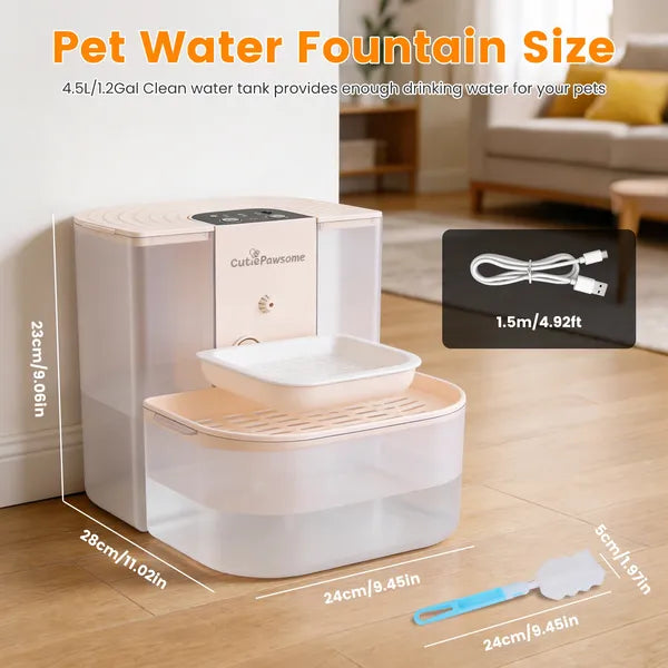 Smart Pet Water Fountain 4.5L – Cordless Automatic Water Dispenser for Cats & Dogs | Quiet & Self-Refilling