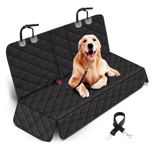 Dog Car Seat Cover – Waterproof & Scratchproof Back Seat Protector with Safety Belt for Car, SUV & Truck